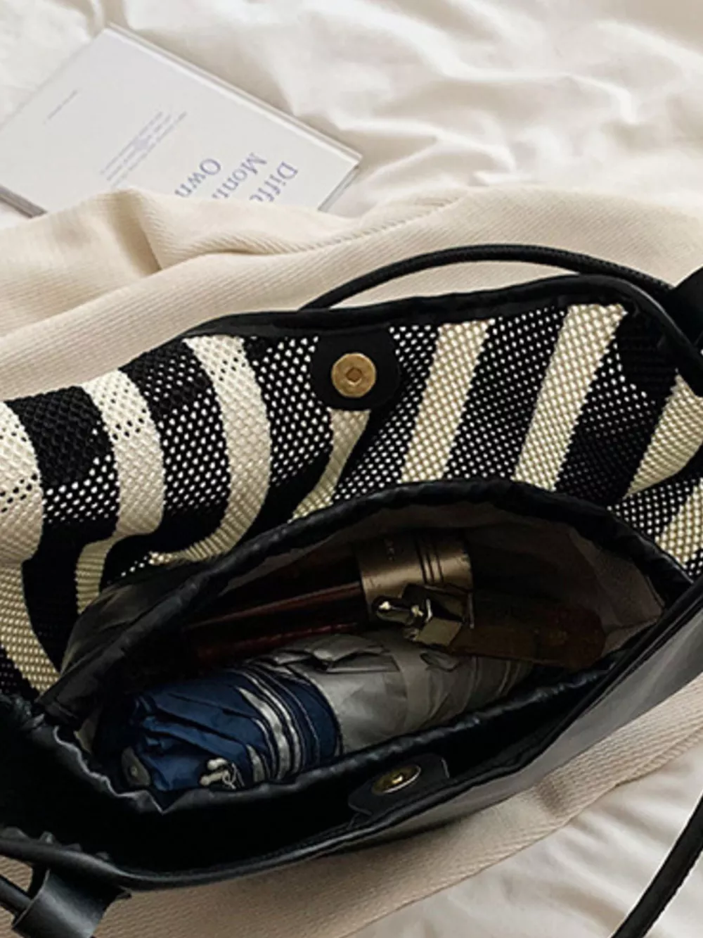 Striped Knit Shoulder Bag, image 8