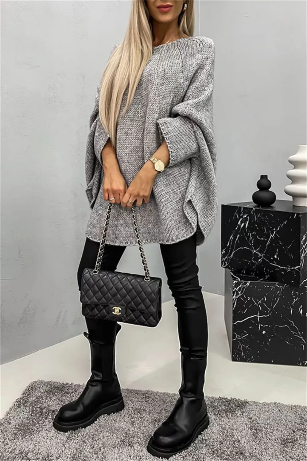 Round Neck Batwing Sleeve Sweater, image 33