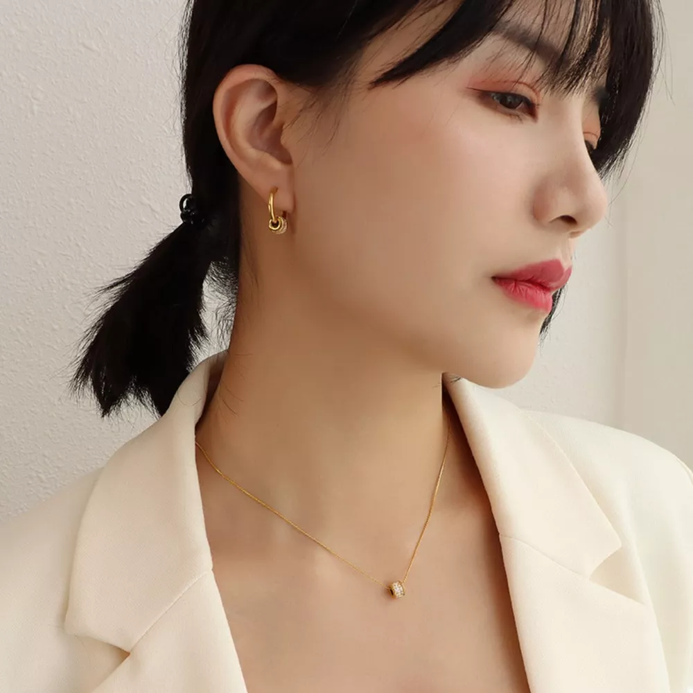 18K Gold-Plated Zircon Minimalist Necklace, image 2