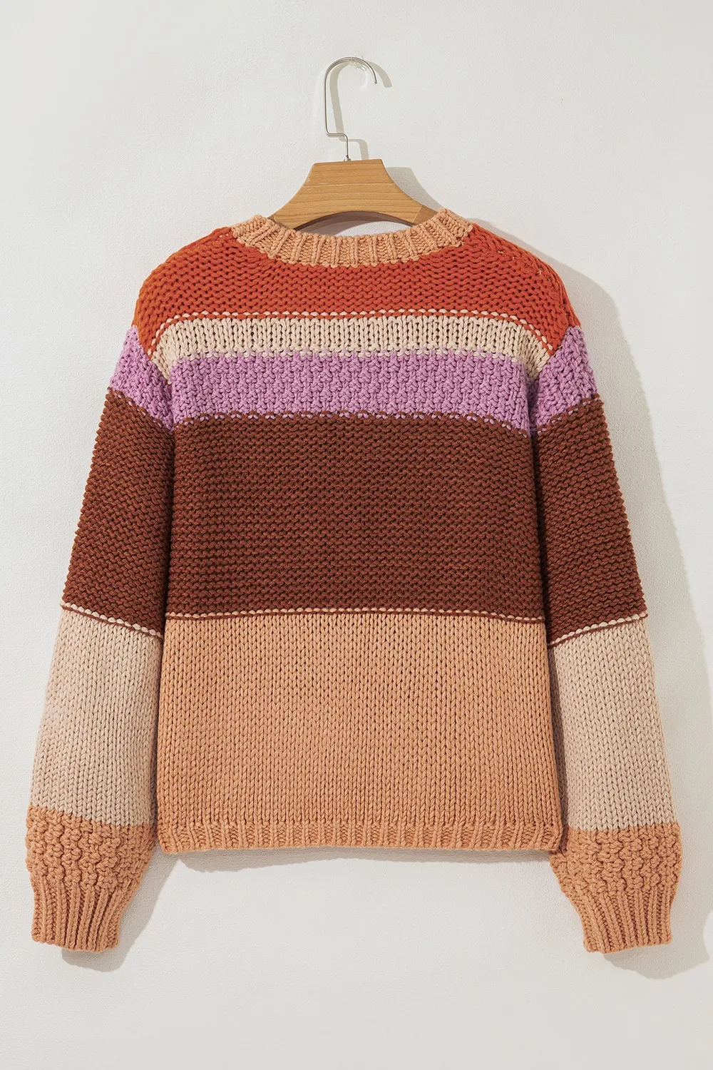 Colorblock Striped Round Neck Sweater, image 5
