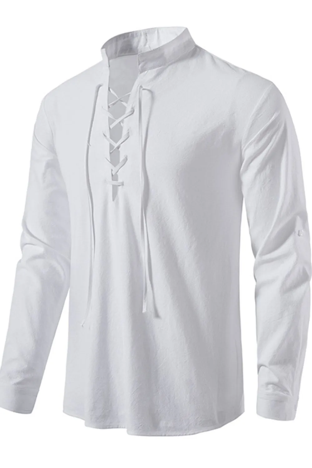 Men's Lace Up Long Sleeve Polo, image 5
