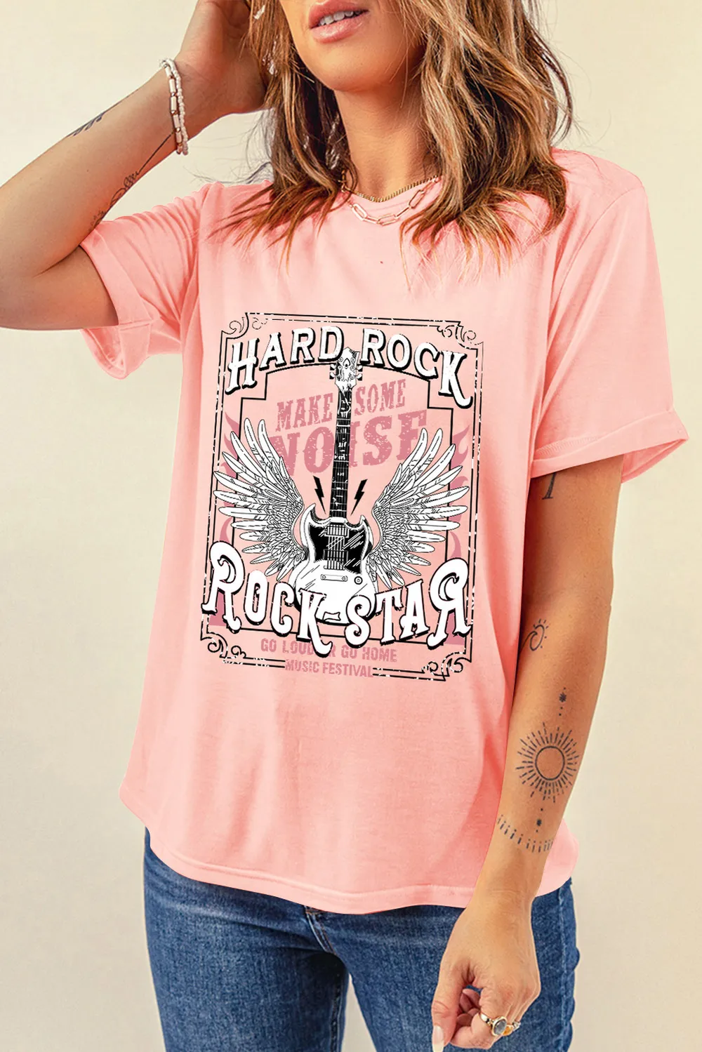 Graphic Round Neck Short Sleeve T-Shirt, image 2