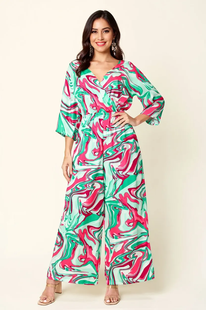 Full Size Half Sleeve Wide Leg Jumpsuit