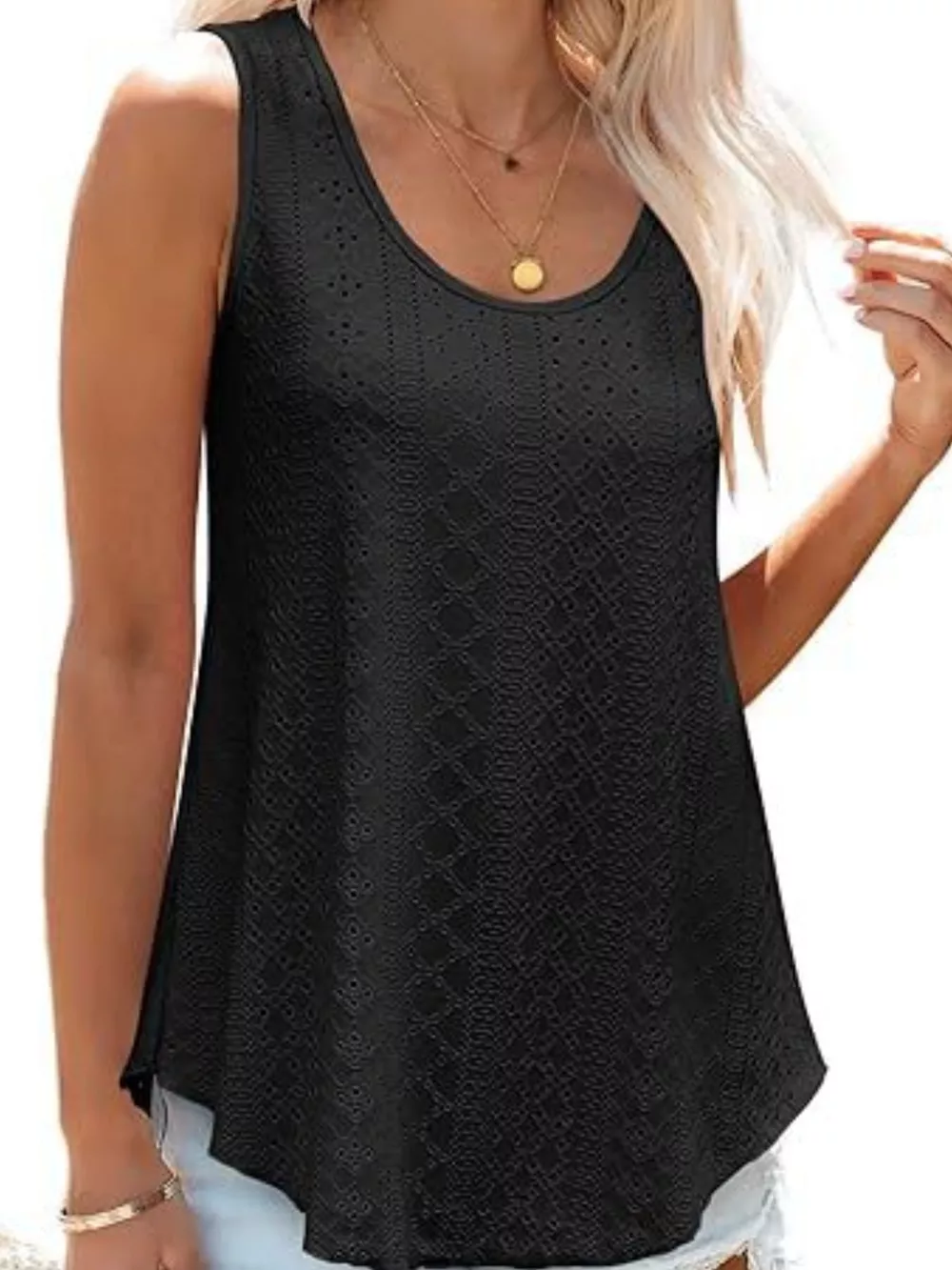 Eyelet Scoop Neck Tank, image 14