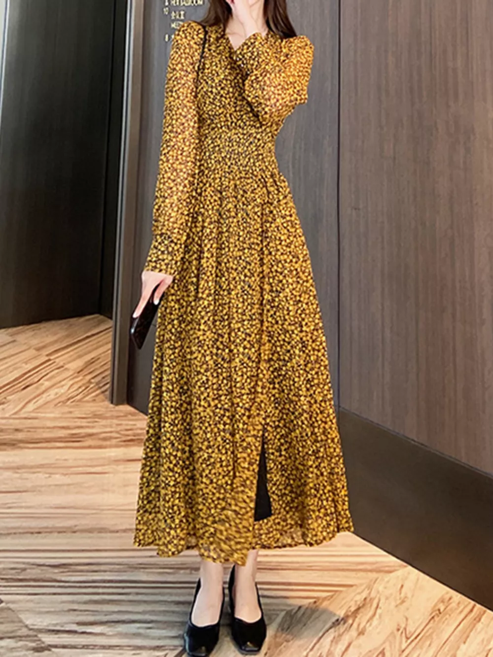Floral Print Long Sleeve Dress, image 5