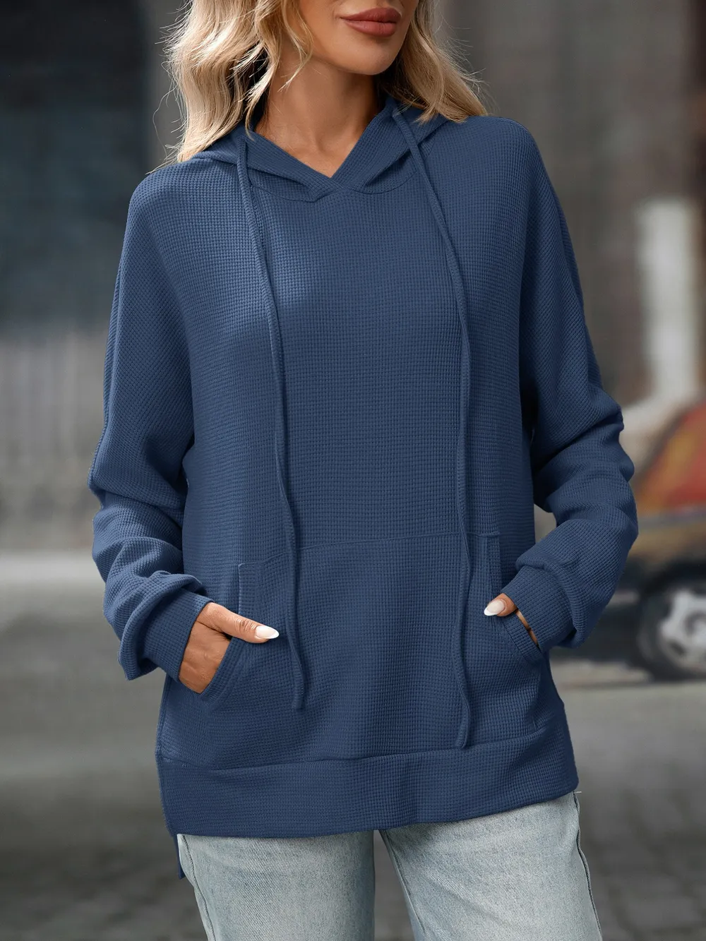 Textured Drawstring Long Sleeve Hoodie, image 21