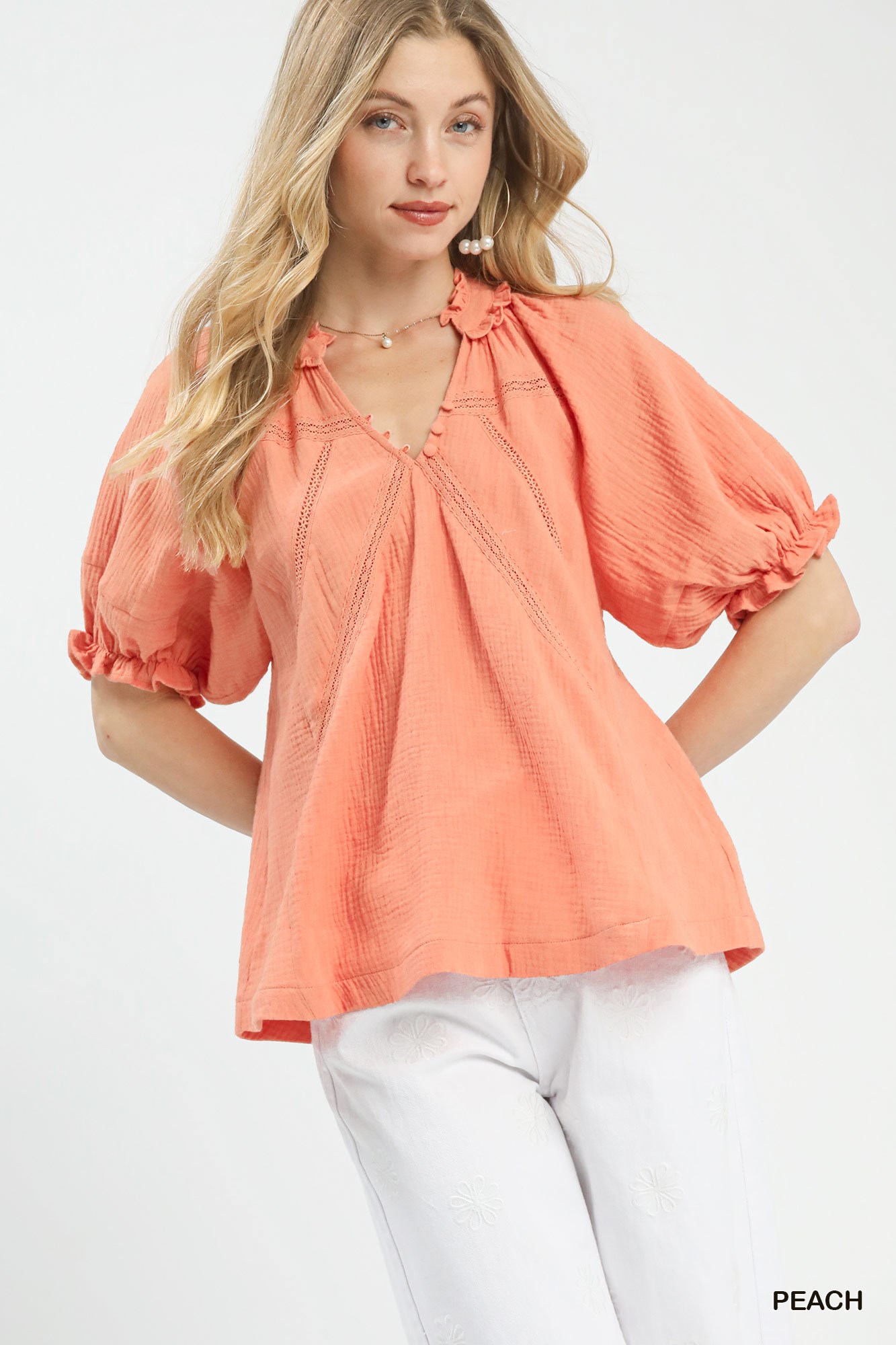 Cotton Gauze Ruffle Top