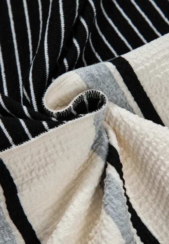 Striped Patchwork Long Sleeve Mini Dress, image 5