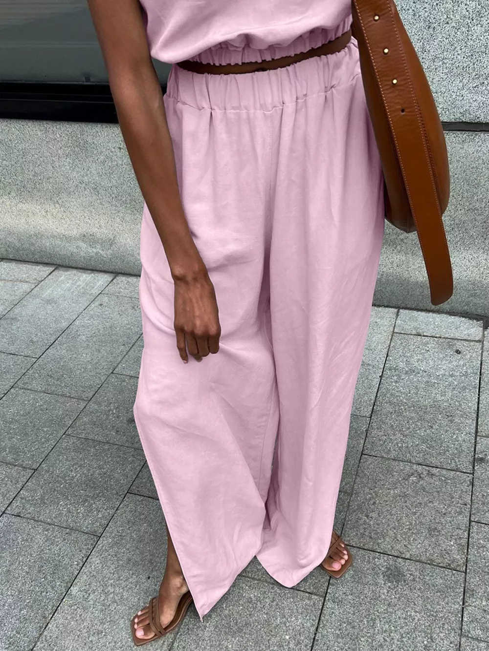 Sleeveless Crop Top and Slit Pants Set, image 4