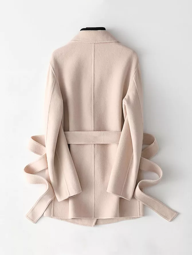 Double-Sided Wool Coat with Belted, image 10