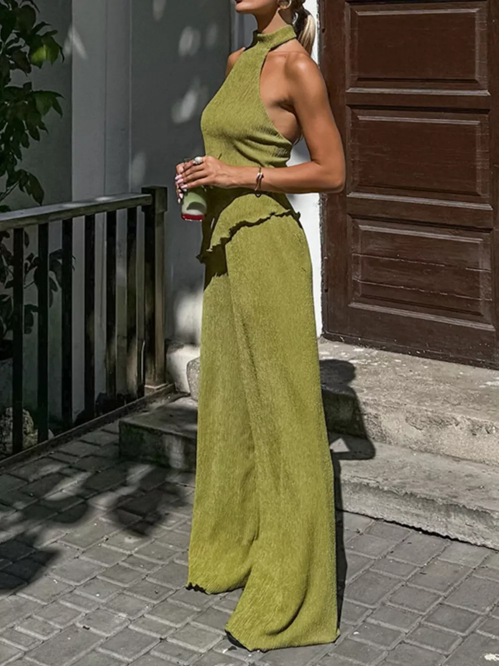 Sleeveless Top and Wide-Leg Pants Two-Piece Set, image 3