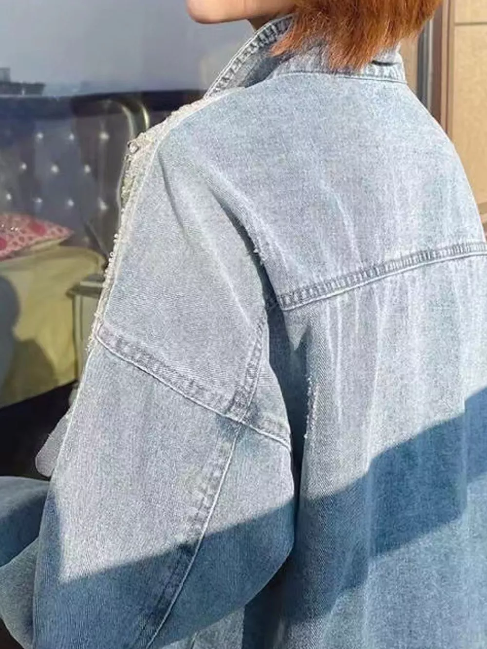Embellished Rhinestone Snowflake Denim Jacket, image 5