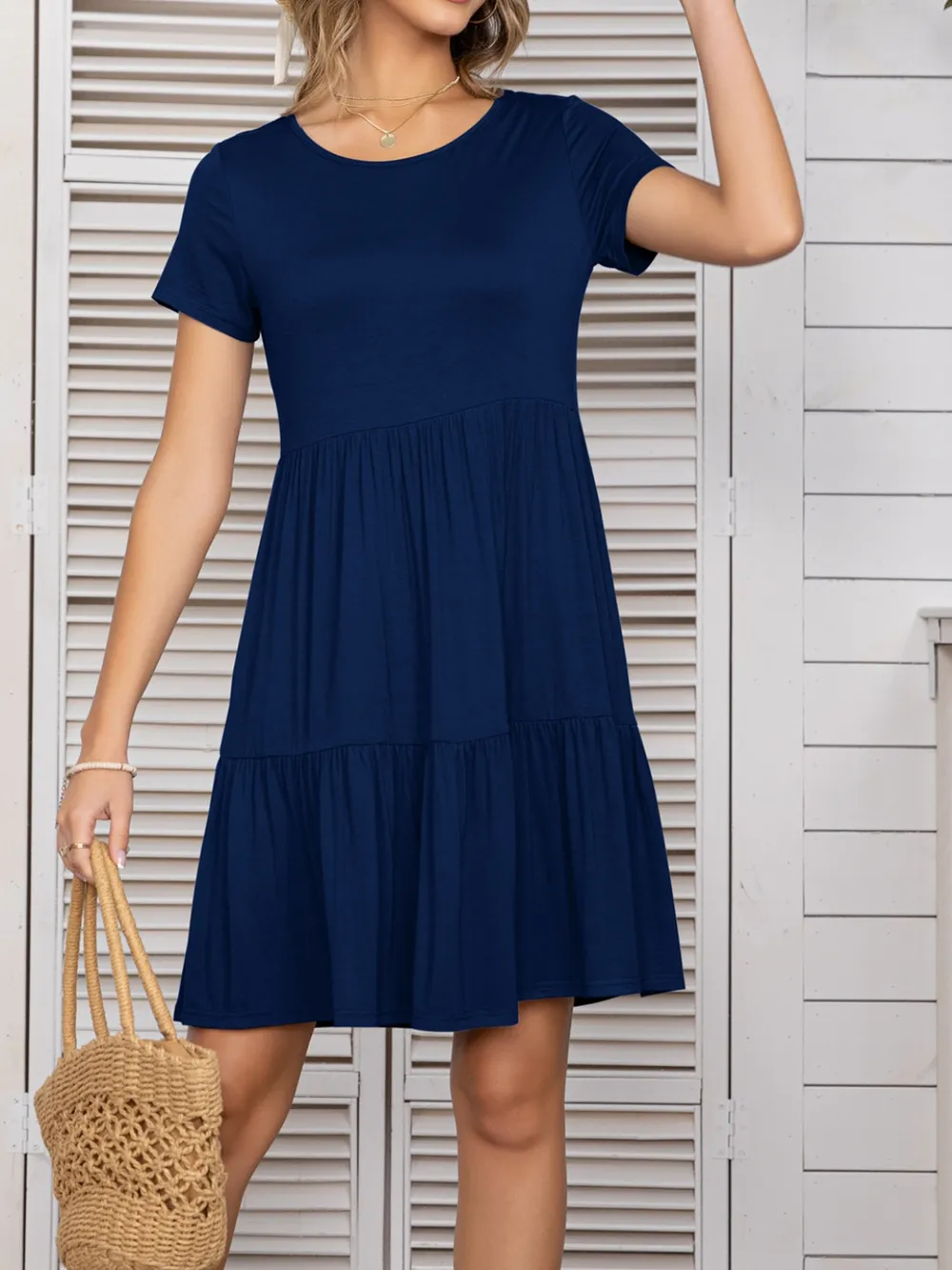 Round Neck Short Sleeve Mini Tee Dress, image 12