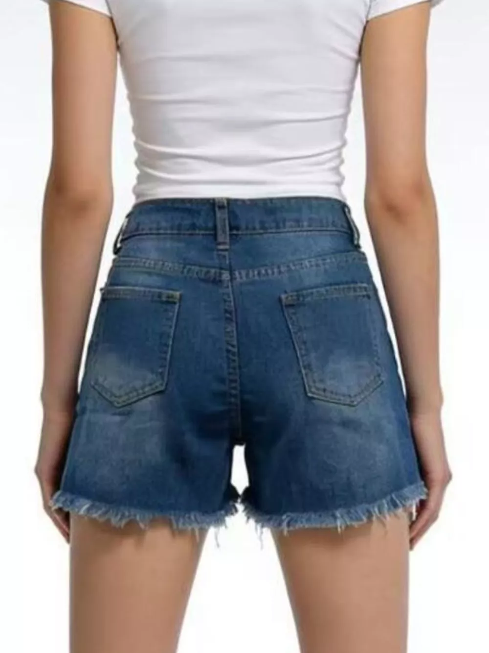 Distressed Frayed Hem Denim Shorts, image 3