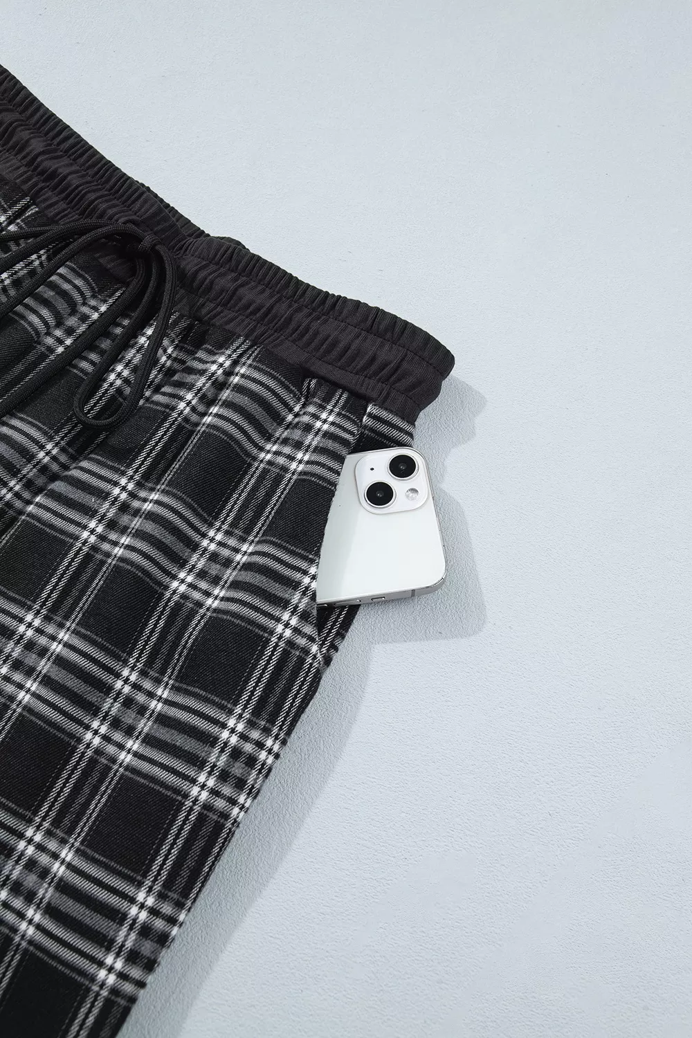 Plaid Wide-Leg Drawstring Pants, image 12