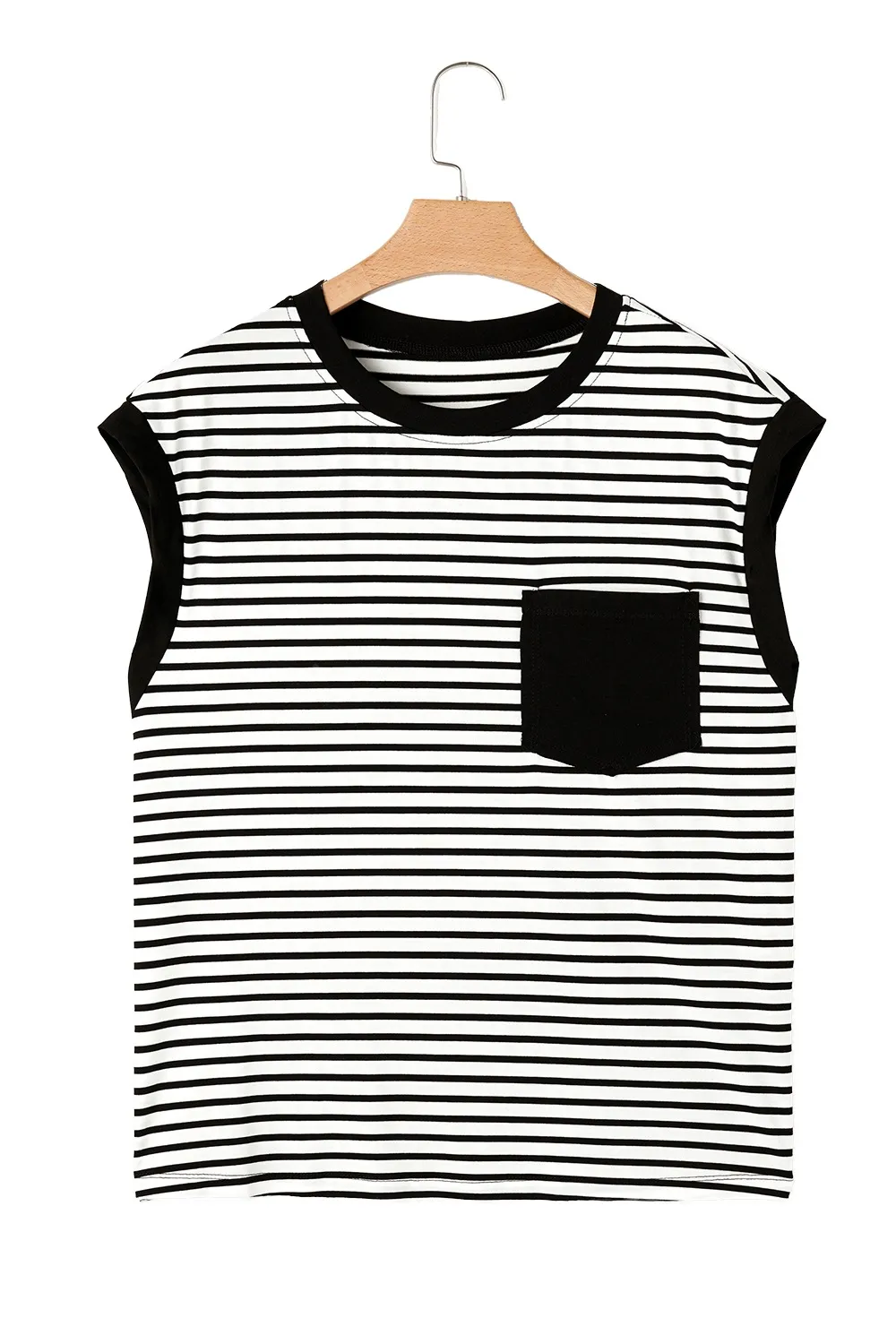 Striped Round Neck Cap Sleeve Top, image 10