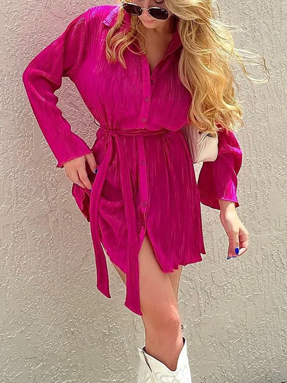 Printed Long Sleeve Mini Dress, image 9