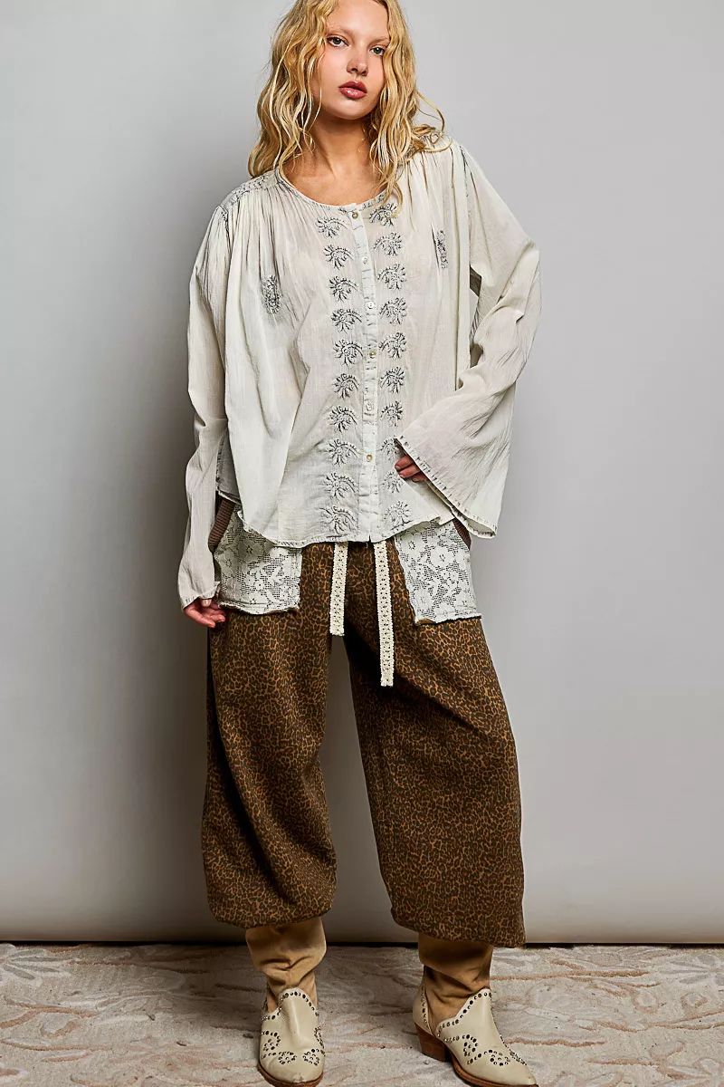 POL Embroidered Button Front Woven Shirt, image 5