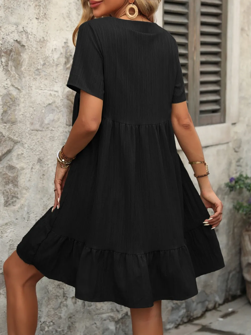 V-Neck Short Sleeve Mini Dress, image 6