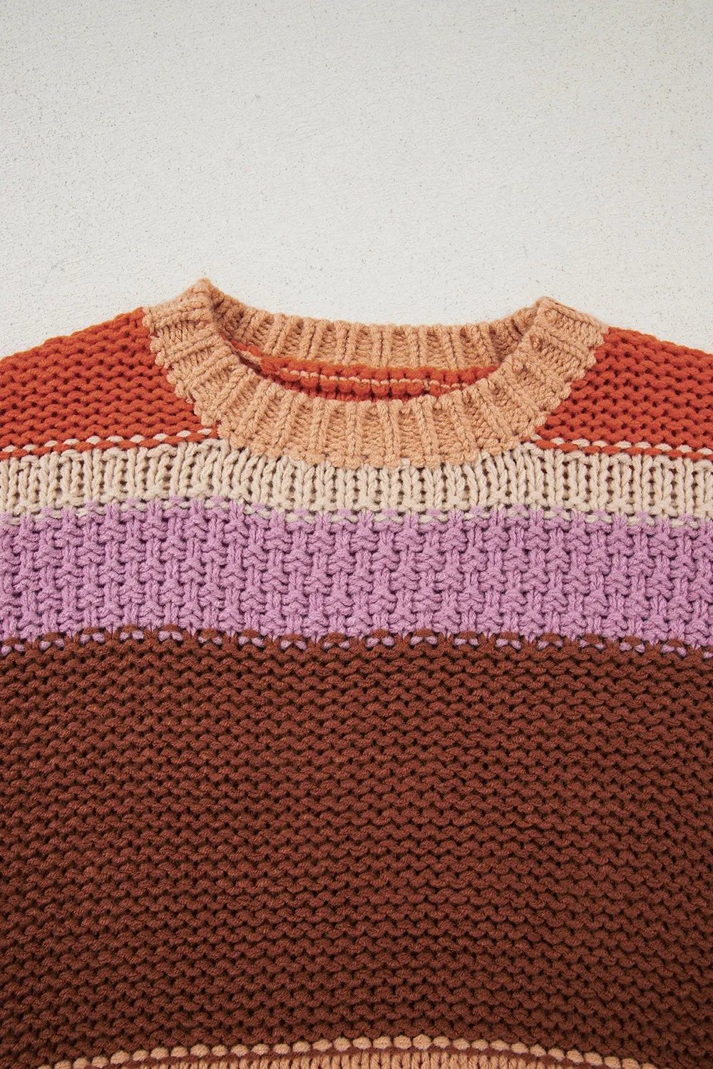 Colorblock Striped Round Neck Sweater, image 6