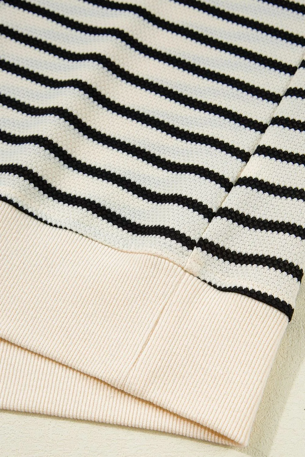 Striped Round Neck Ruffle Sleeve Blouse, image 3