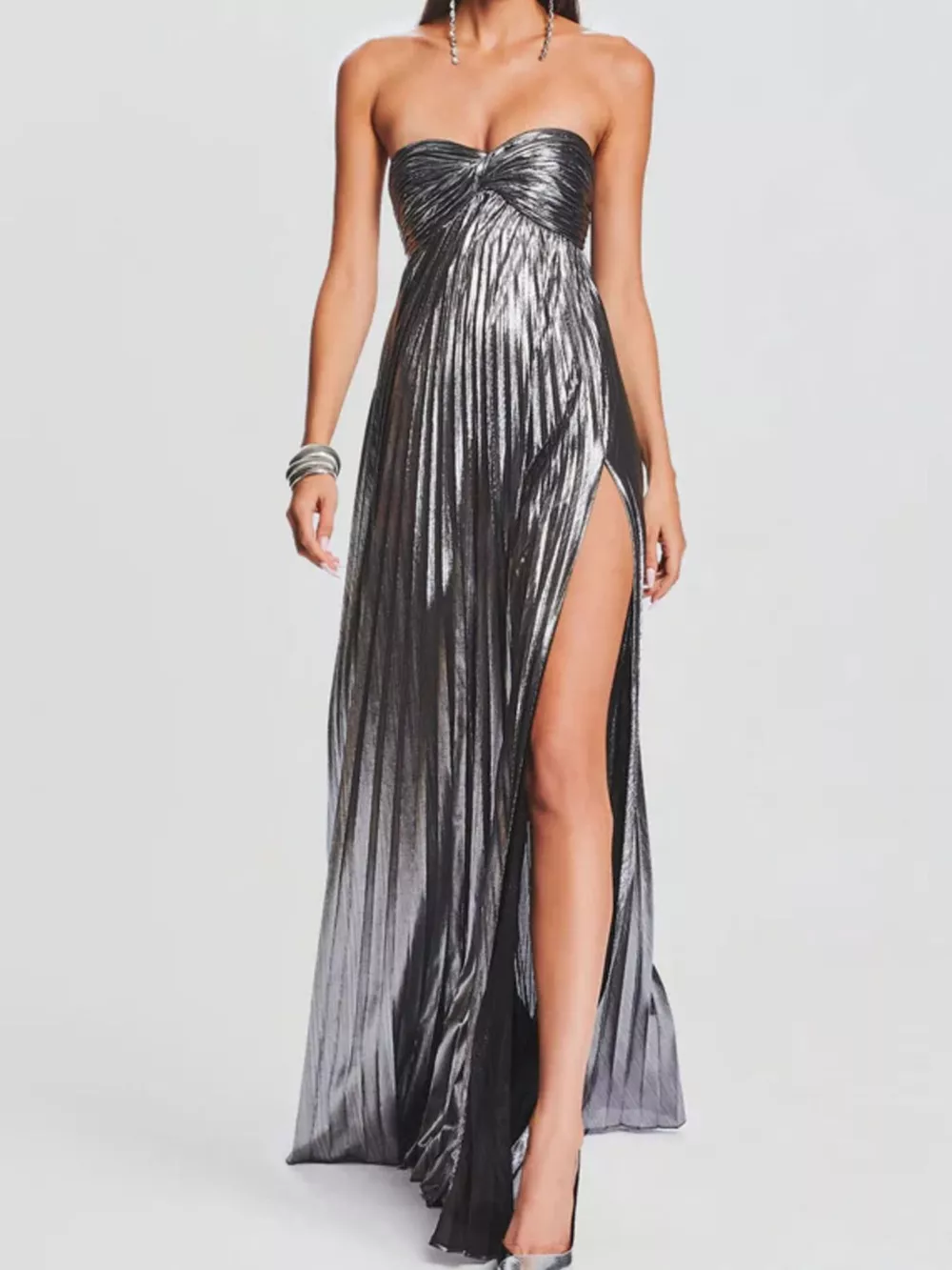 Split Sweetheart Neck Tube Maxi Dress, image 7