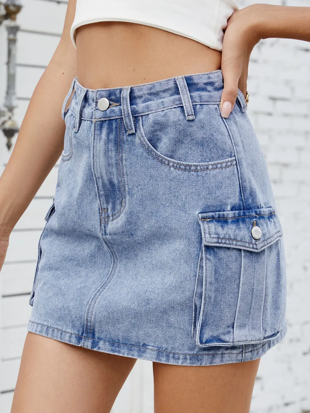 Cargo Denim Skirt, image 4