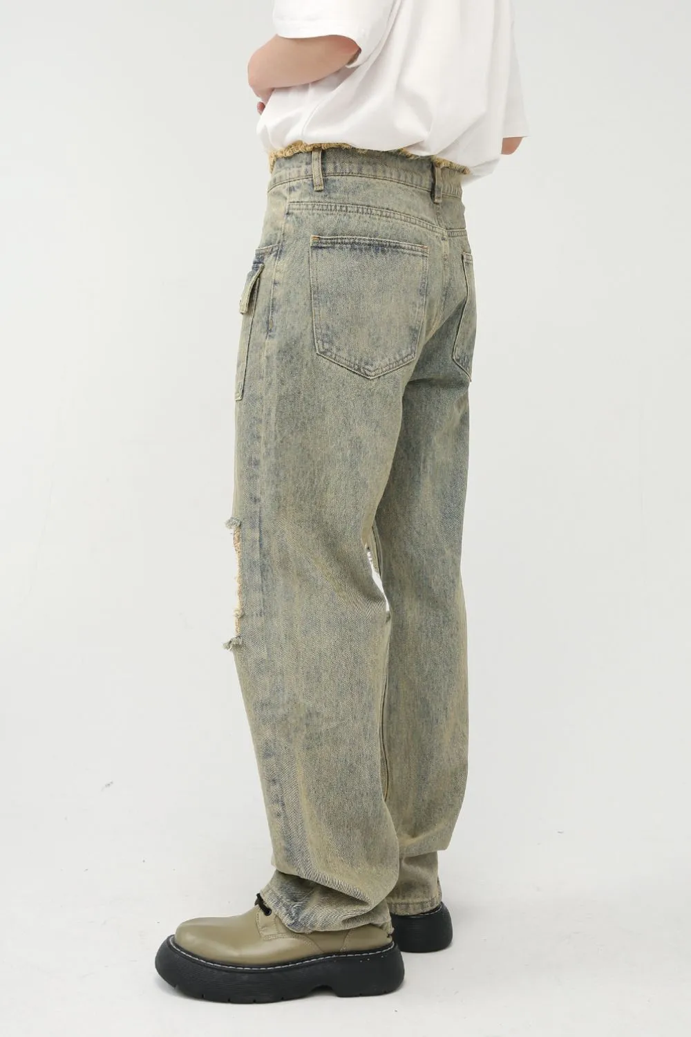 Raw Hem Distressed Jeans, image 3