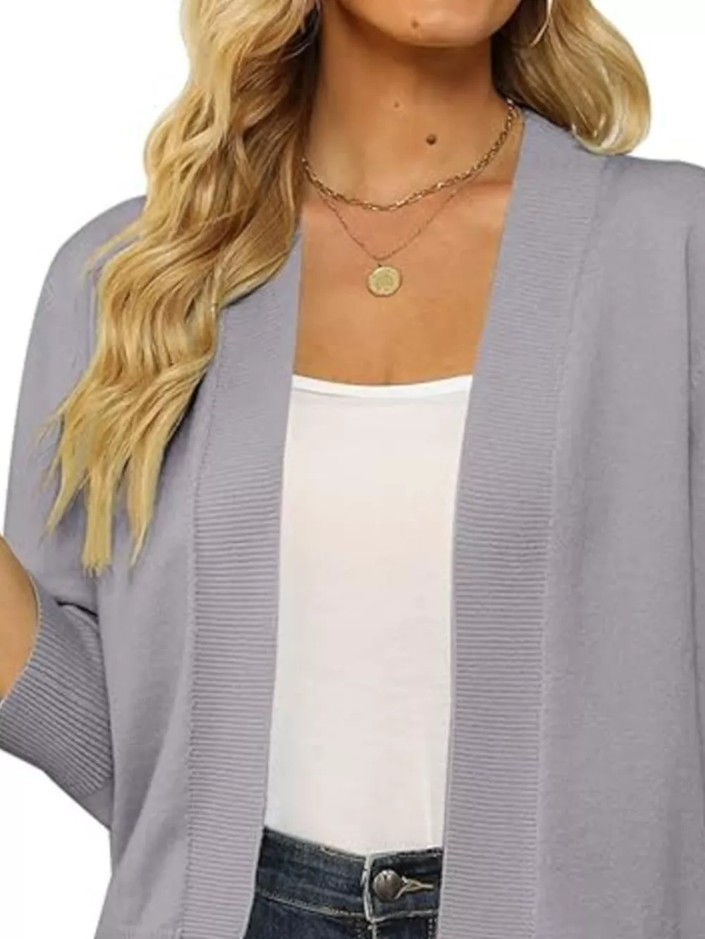 Open Front Ribbed Hem Cardigan, image 29
