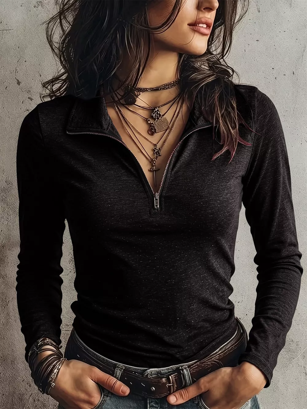 Slim Fit Long Sleeve Quarter-Zip T-Shirt