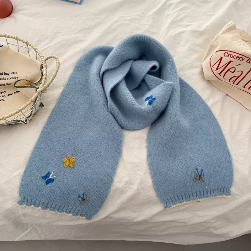 Butterfly Embroidered Knitted Scarf, image 8