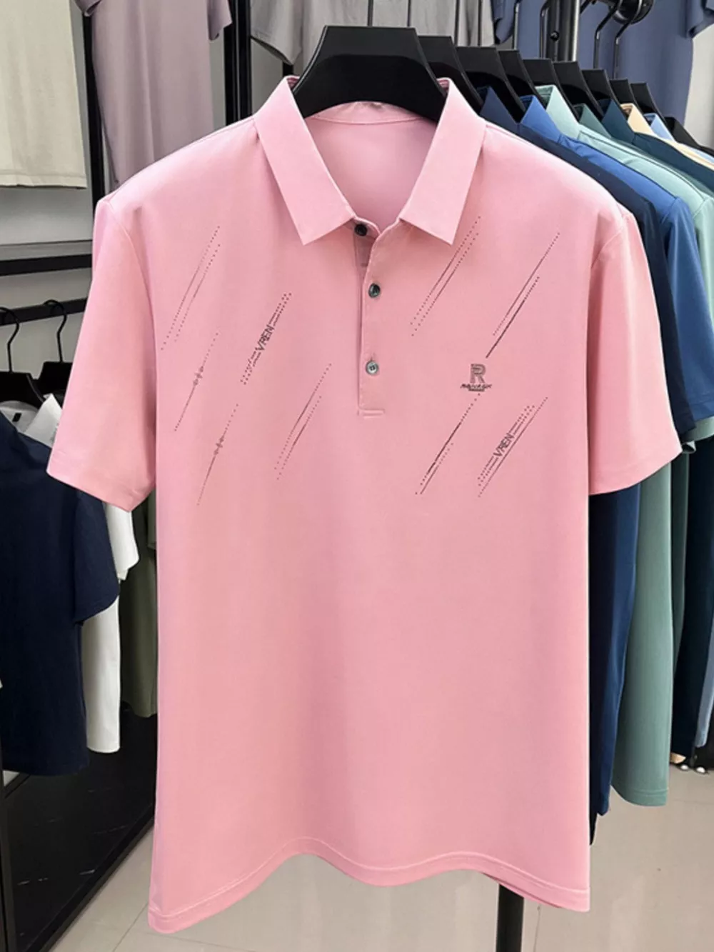 Men's Plus Size Button Detail Short Sleeve Polo, image 7