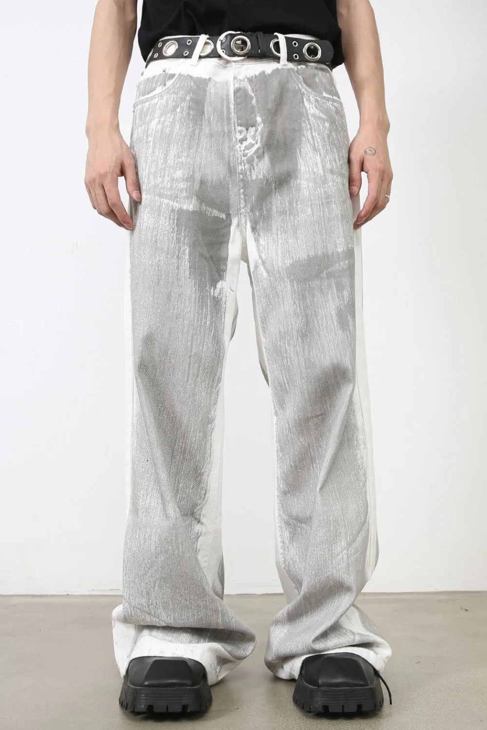 Men's Contrast Wide Leg Jeans, image 2