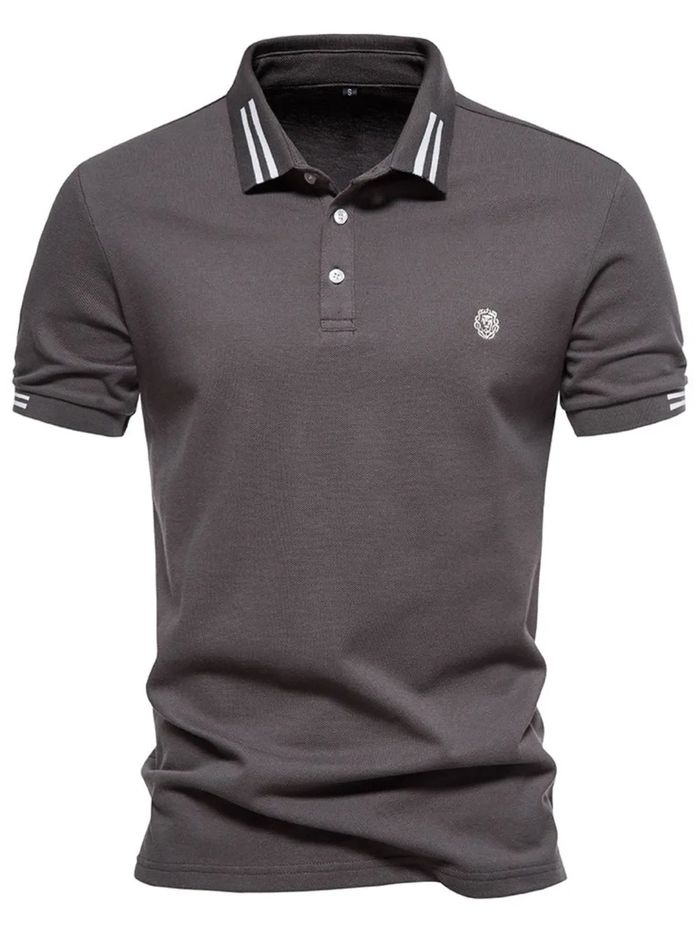 Men's Embroidered Striped Short Sleeve Polo, image 5