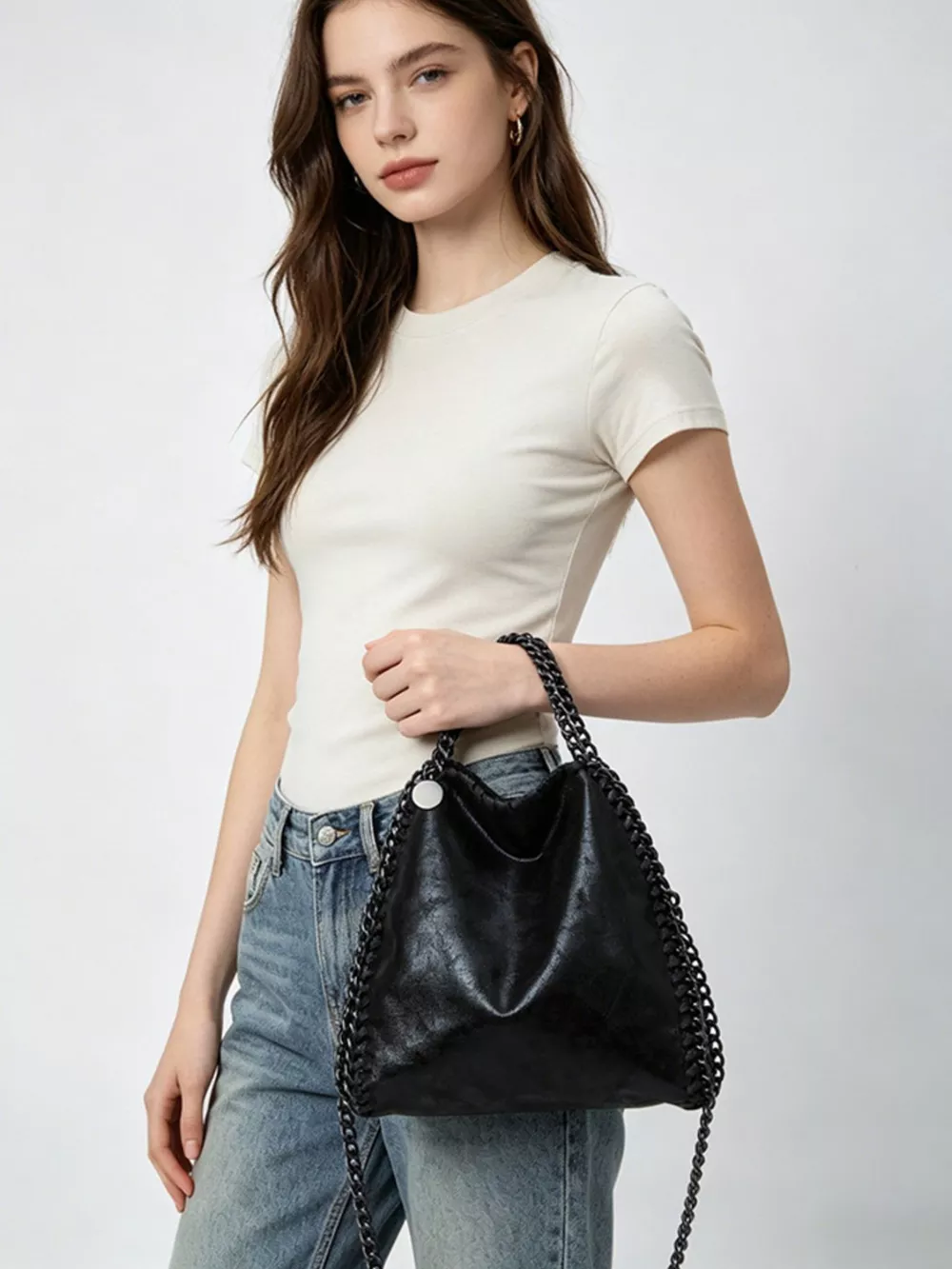 Chain Strap Slouchy Crossbody Bag