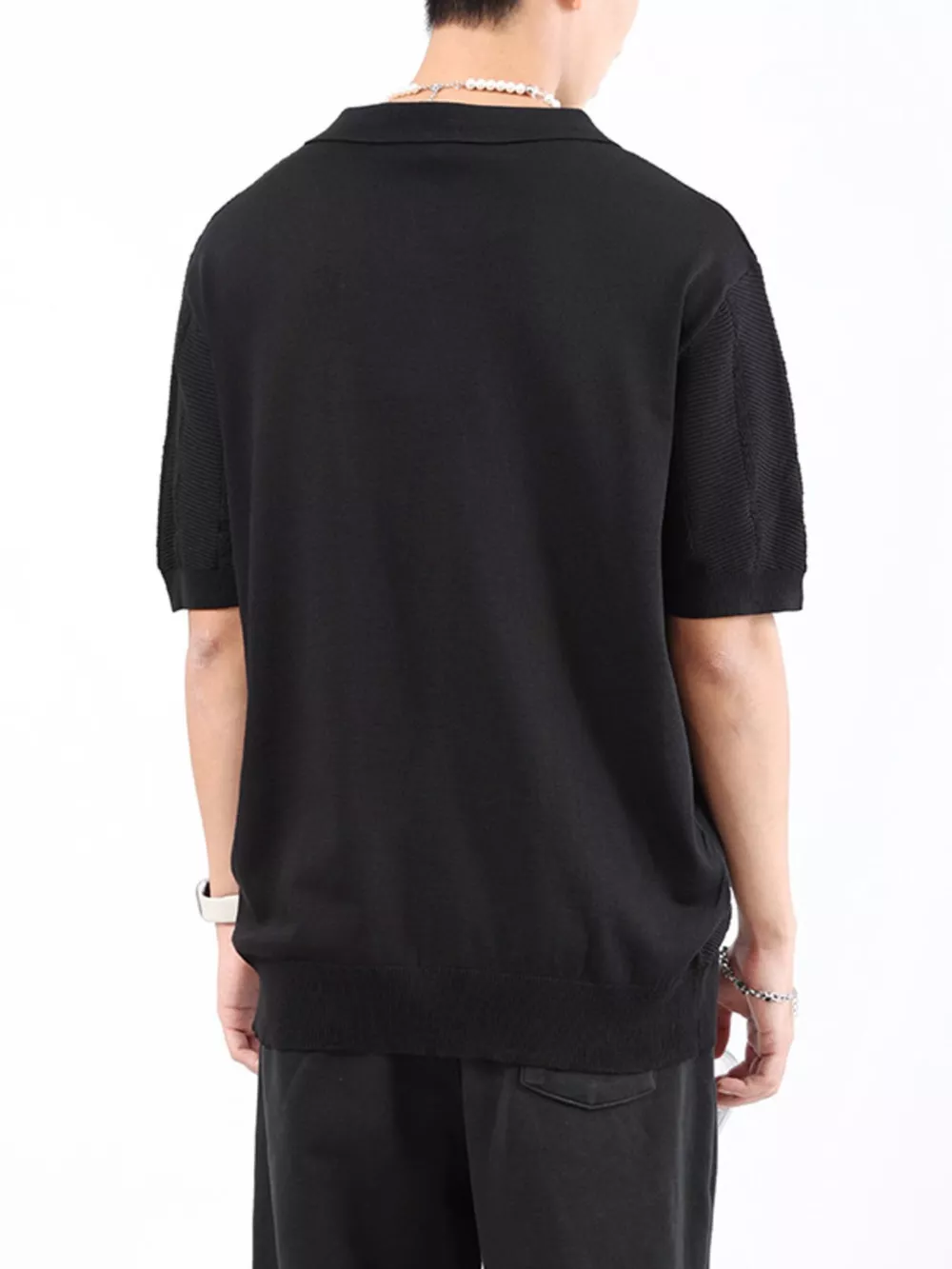 Men's Plus Size Textured Knit Slim Fit Polo, image 2