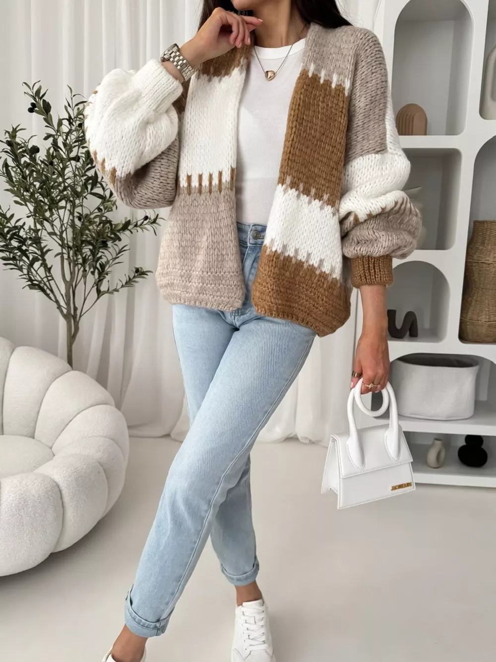 Color Block Open Front Cardigan, image 17