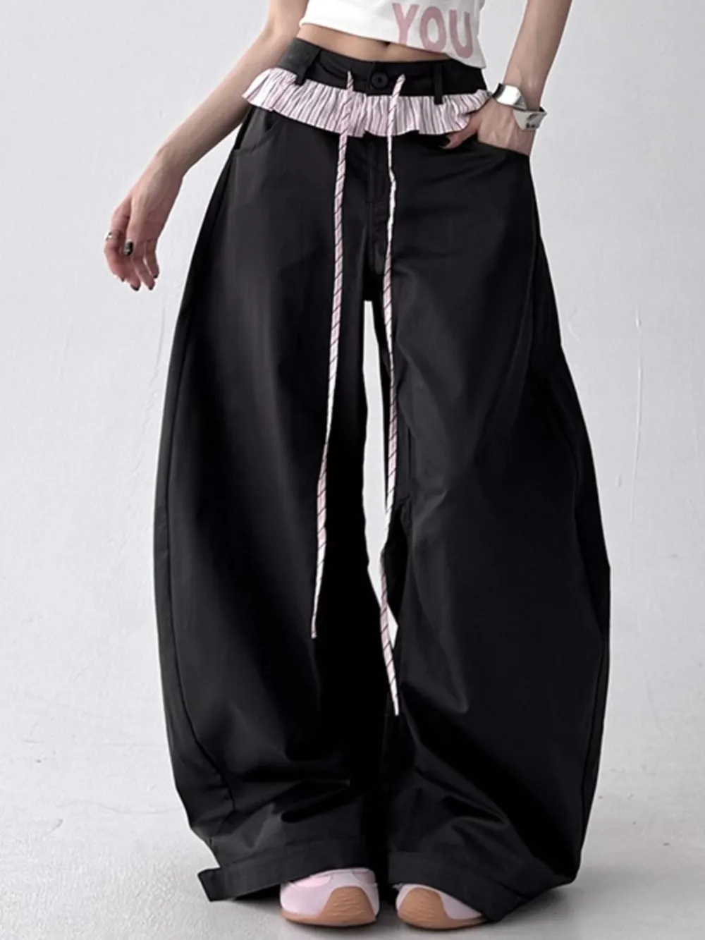 Wide Leg Drawstring Casual Pants, image 7