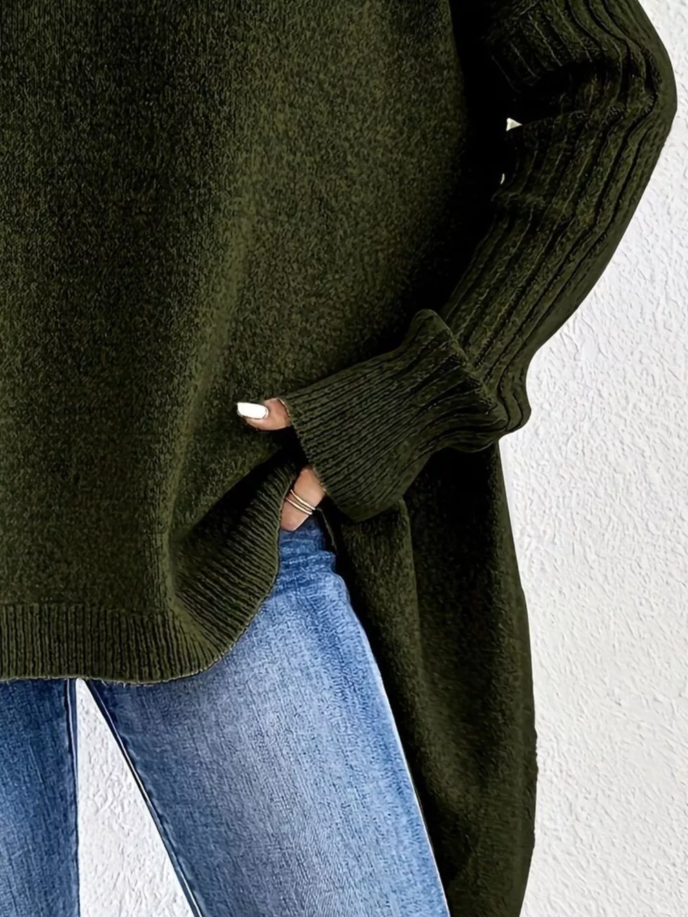 Turtleneck Dropped Shoulder Sweater, image 5