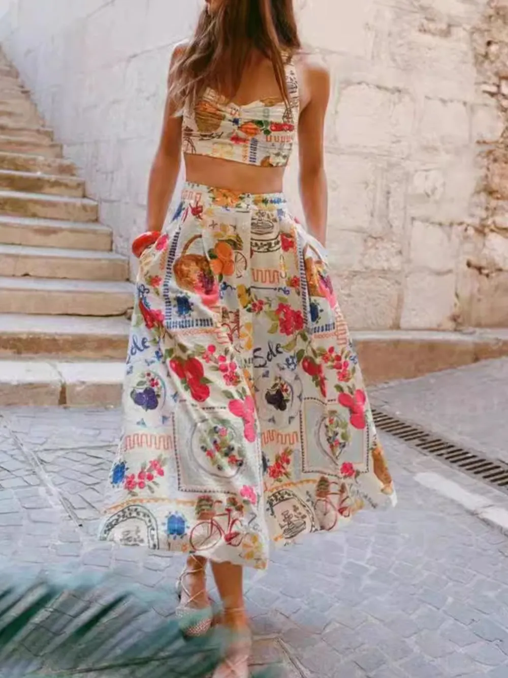 Printed Cami and Skirt Set, image 3