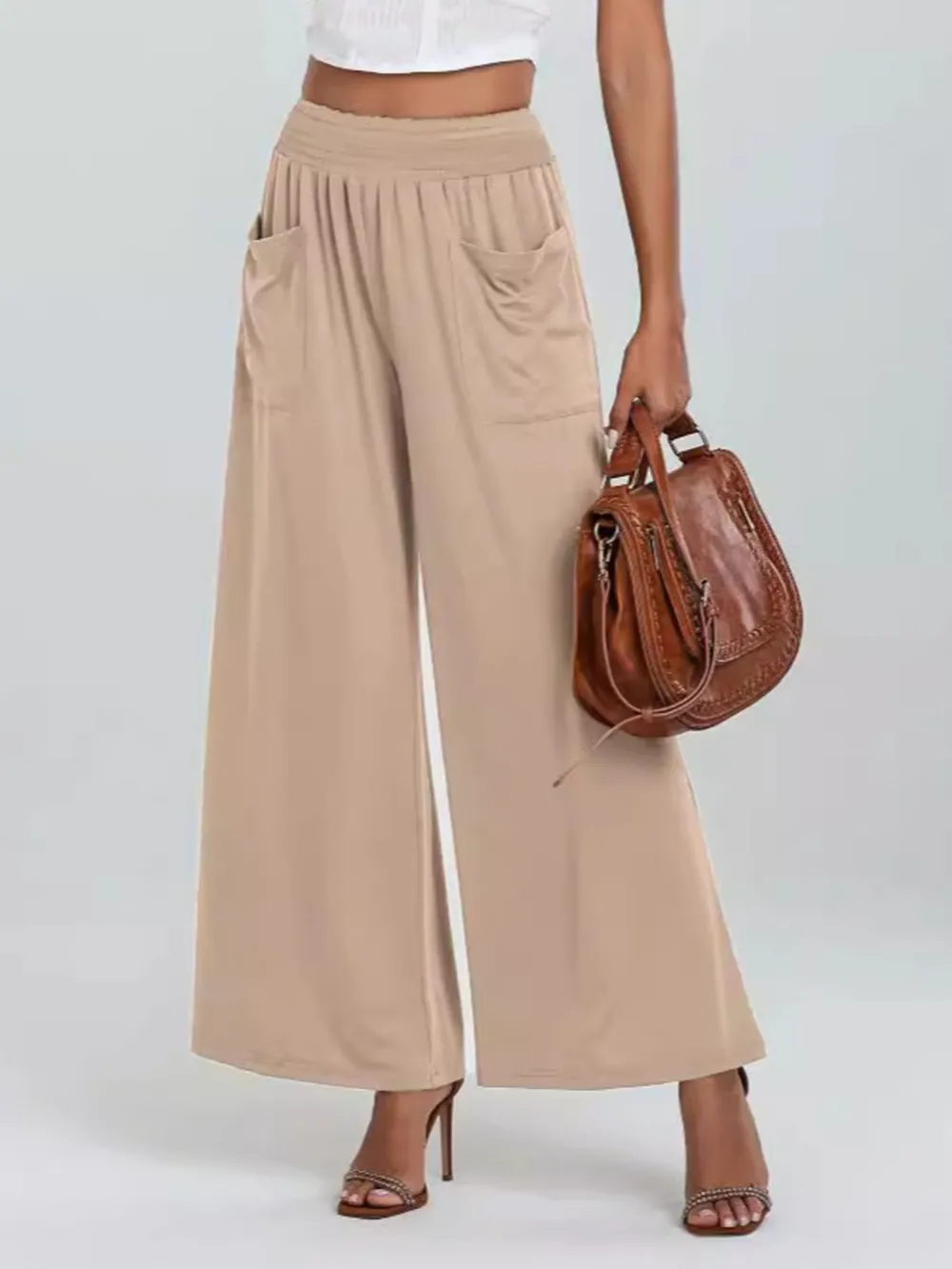 High-Waisted Wide Leg Pants with Pockets