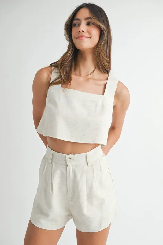 Sleeveless Crop Top and Shorts Set