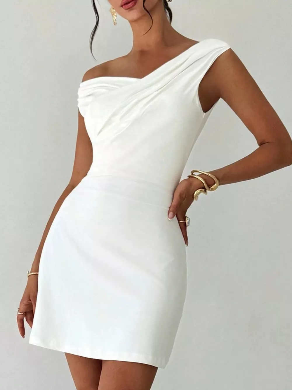 Elegant Off-Shoulder Draped Mini Dress, image 5