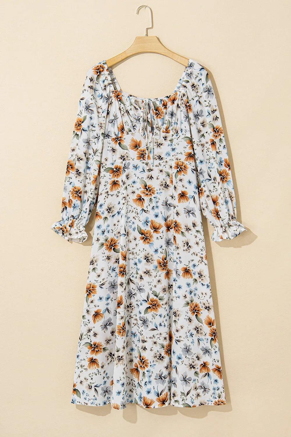 Floral Print Flounce Sleeve Midi Dress, image 10