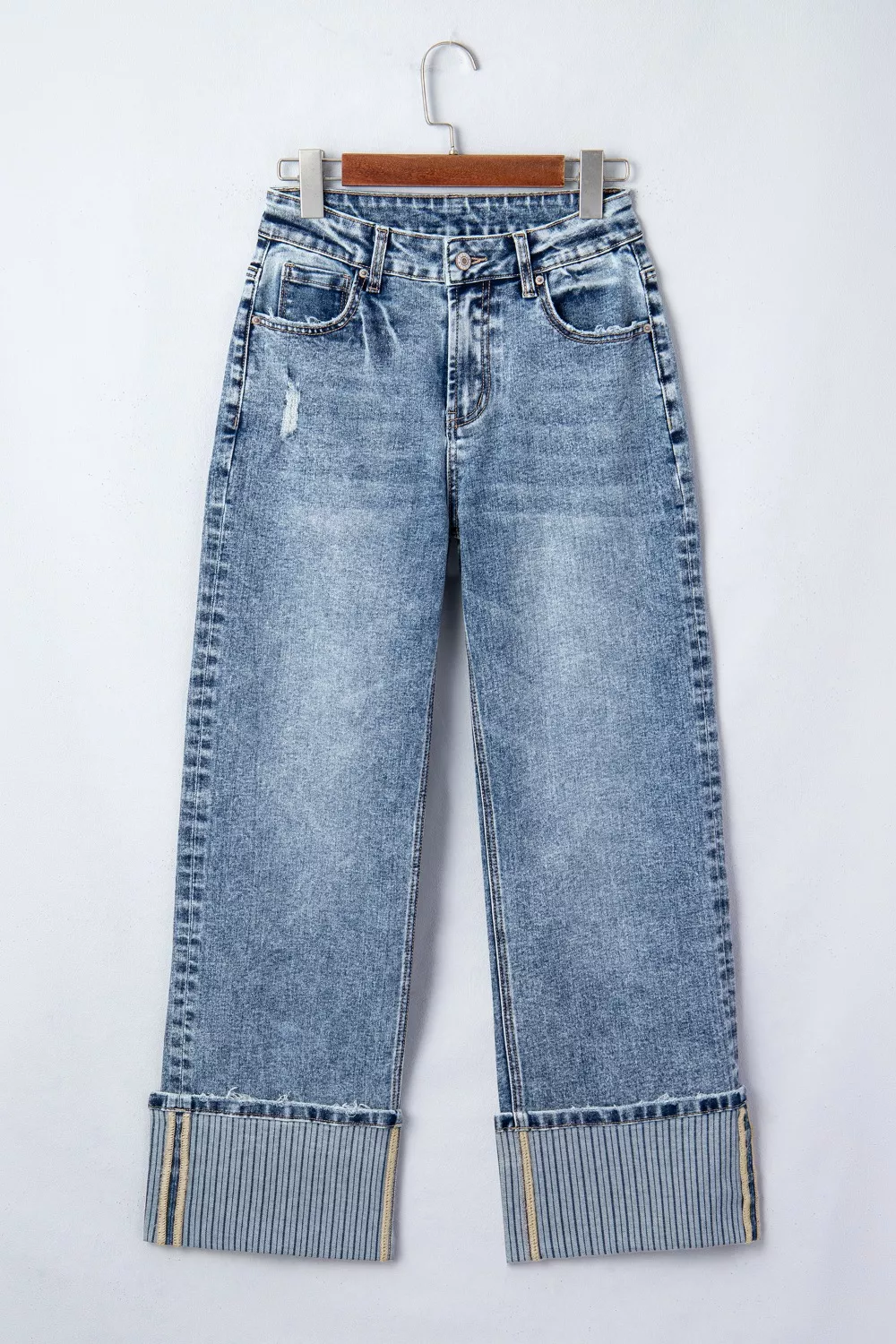 Cuffed Straight Loose Jeans, image 6