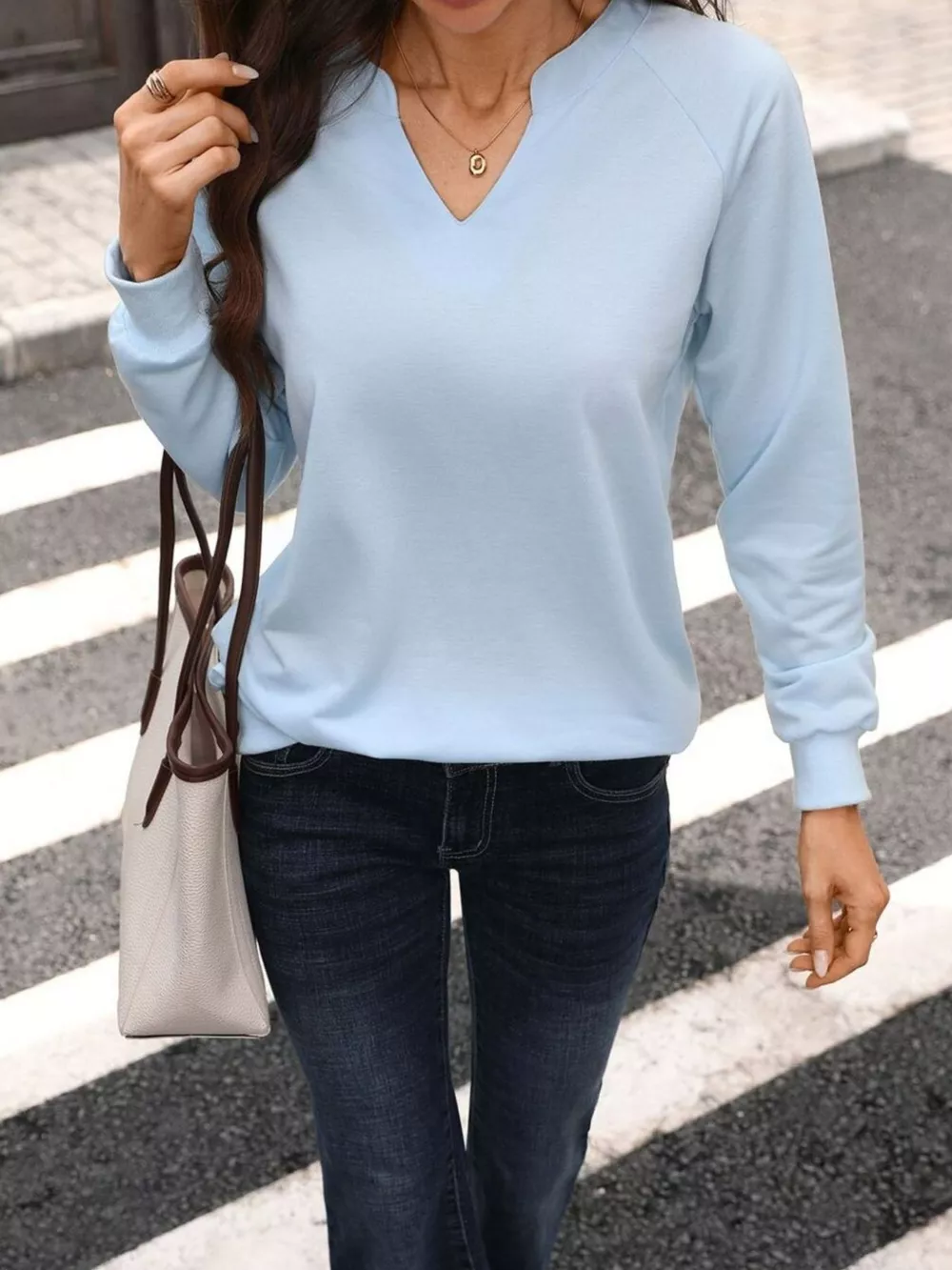 Notched Raglan Sleeve Sweatshirt, image 16