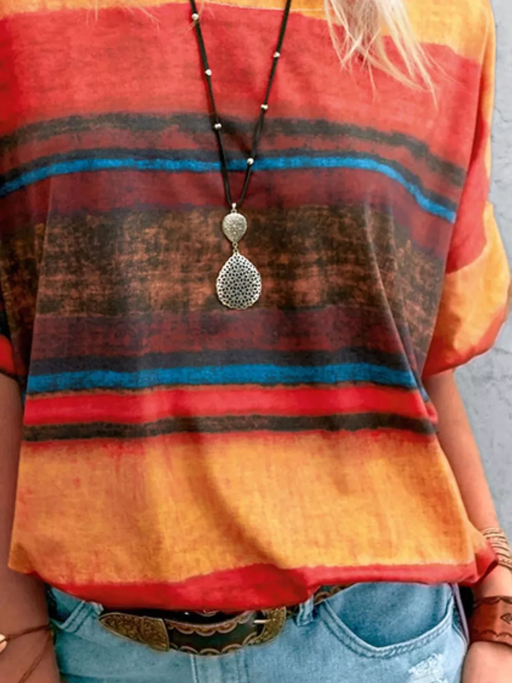 Contrast Round Neck Casual T-Shirt, image 18