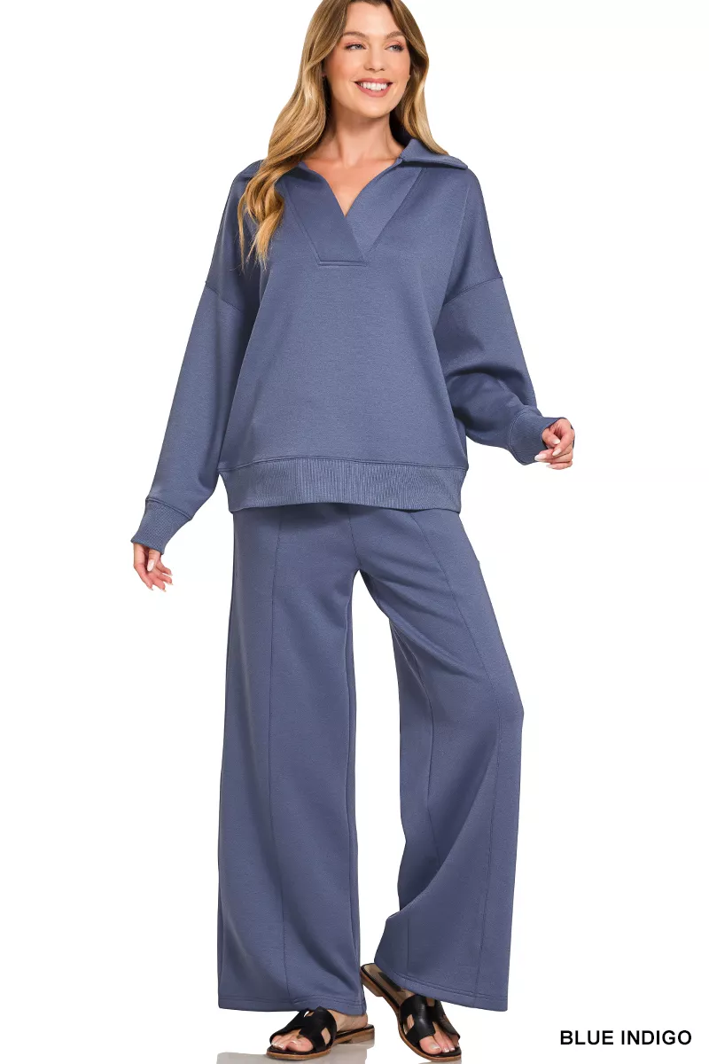 Scuba Collared Pullover & Center Seam Pants Set, image 2