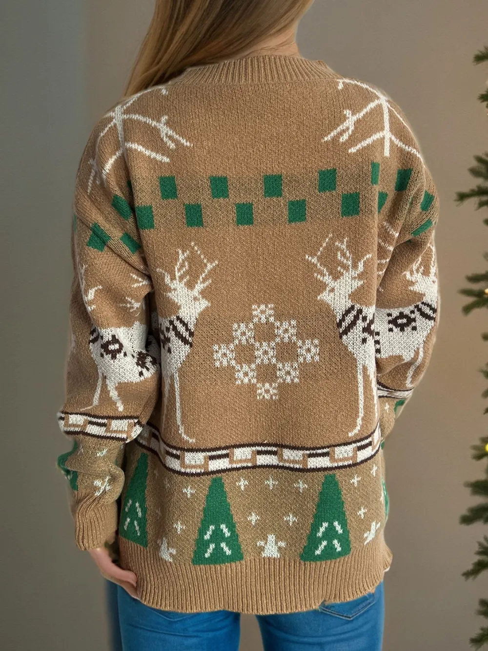 Christmas Element Round Neck Long Sleeve Sweater, image 6