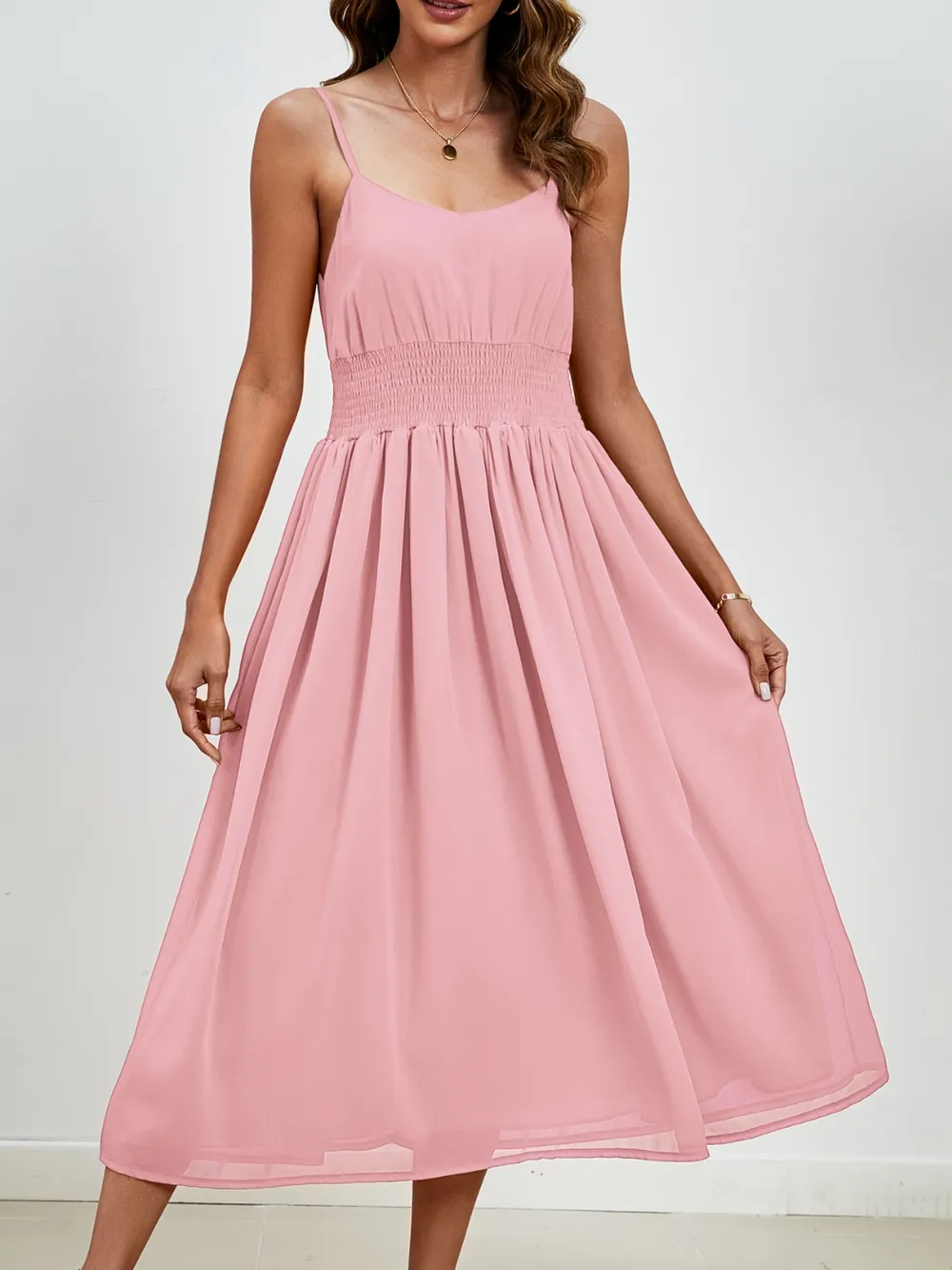 Scoop Neck Midi Cami Dress, image 2